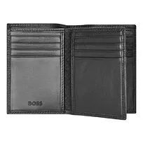 Card holder with flap Trifold Classic Grained Black