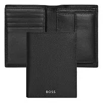 Card holder with flap and money pocket Classic Grained Black