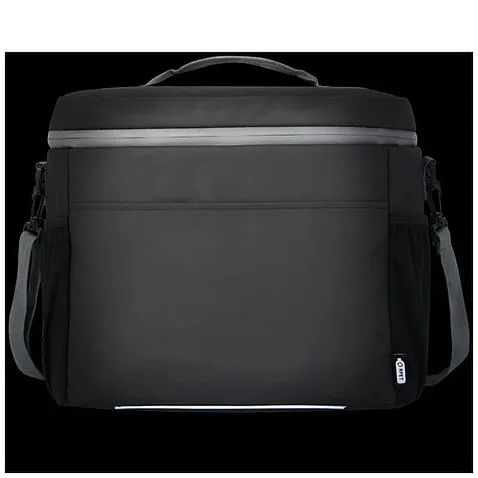 Водонепроницаемая сумка-холодильник Aqua на 20 банок, изготовленная из переработанных материалов согласно стандарту GRS, объе - сплошной черный