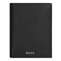 Card holder with flap and money pocket Classic Grained Black