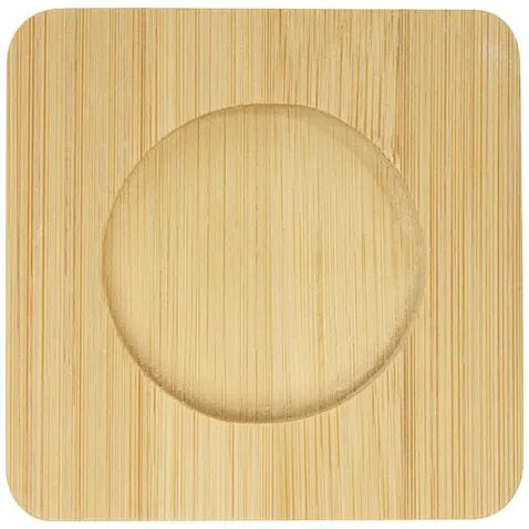 Стеклянный стакан Manti объемом 100 мл с двойными стенками и подставкой из бамбука, 2 шт.  - Прозрачный