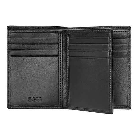 Card holder with flap Classic Smooth Black