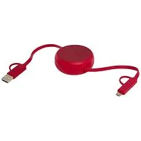 Alasia кабель 5-в-1 из переработанной пластмассы и алюминия длиной 100 см для синхронизации данных и быстрой зарядки мощностью 45 Вт - Красный